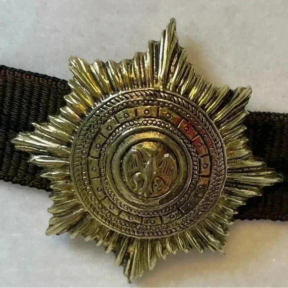 Accessocraft Gold Star Burst Eagle Medallion Brown-Navy Stripe Stretch - Picture 4 of 8